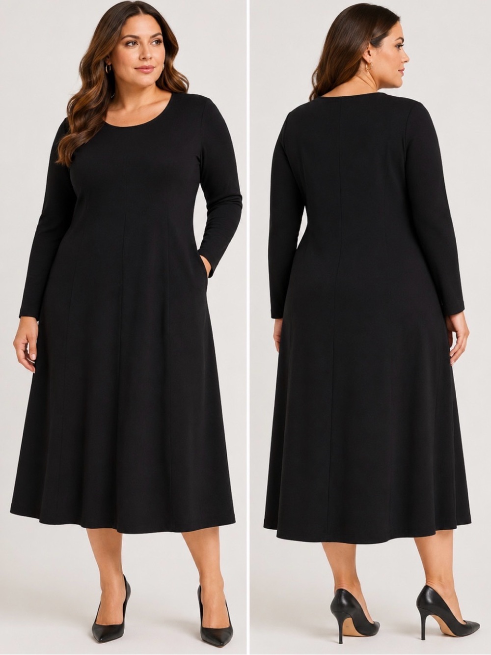 Marina Rinaldi Gabrijelle Black Knit Dress Plus Sz L NWT A-Line Italy